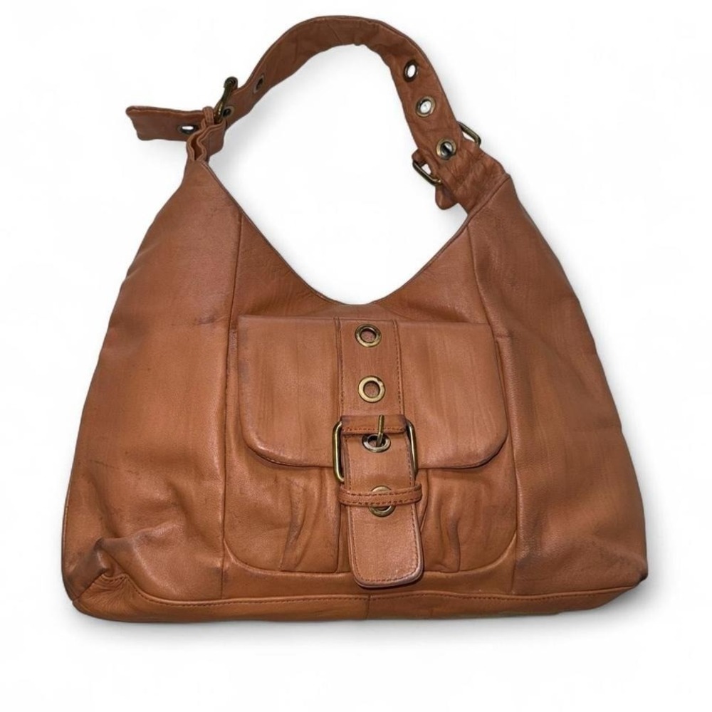 Adrienne Vittadini brown leather hobo bag with adjustable strap #leather #hobo